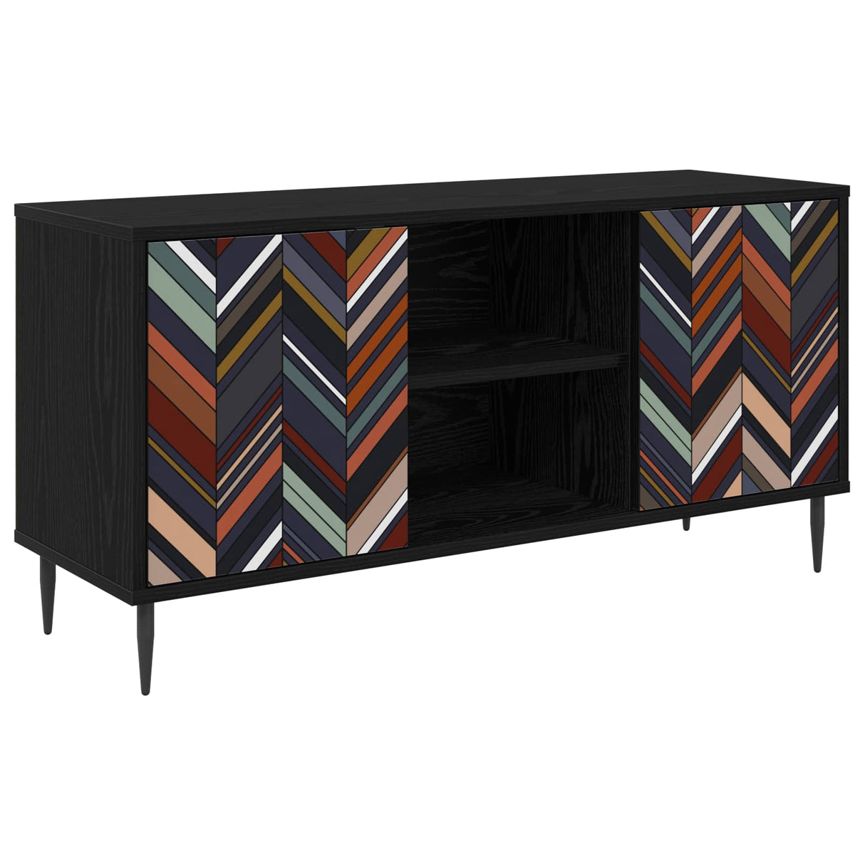 vidaXL Tv-meubel RHENEN 102 x 33 x 51 cm Zwart eiken Bewerkt hout