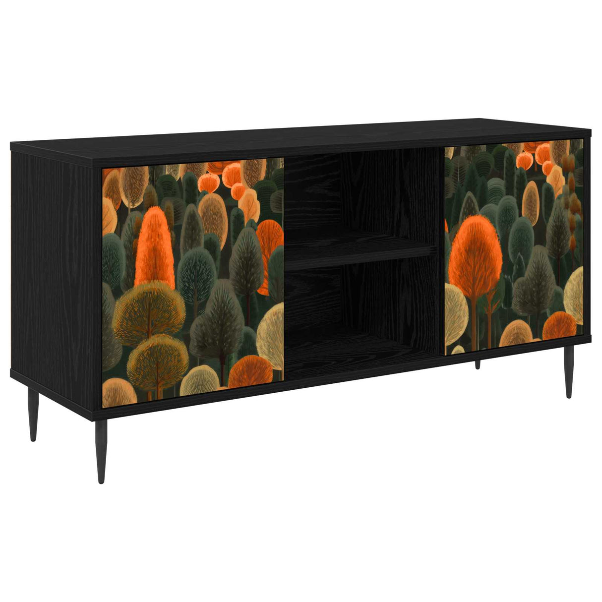 vidaXL Tv-meubel RHENEN 102 x 33 x 51 cm Zwart eiken Bewerkt hout