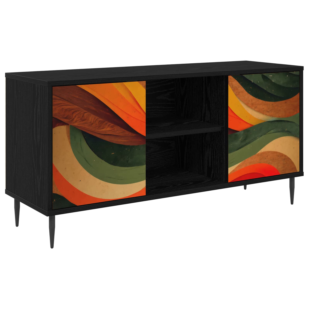 vidaXL Tv-meubel RHENEN 102 x 33 x 51 cm Zwart eiken Bewerkt hout