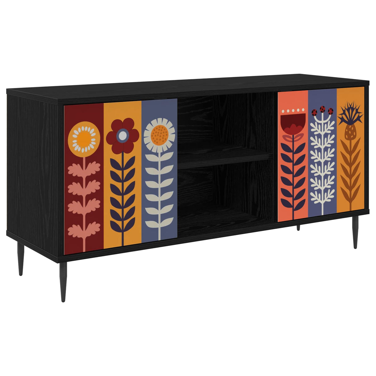 vidaXL Tv-meubel RHENEN 102 x 33 x 51 cm Zwart eiken Bewerkt hout
