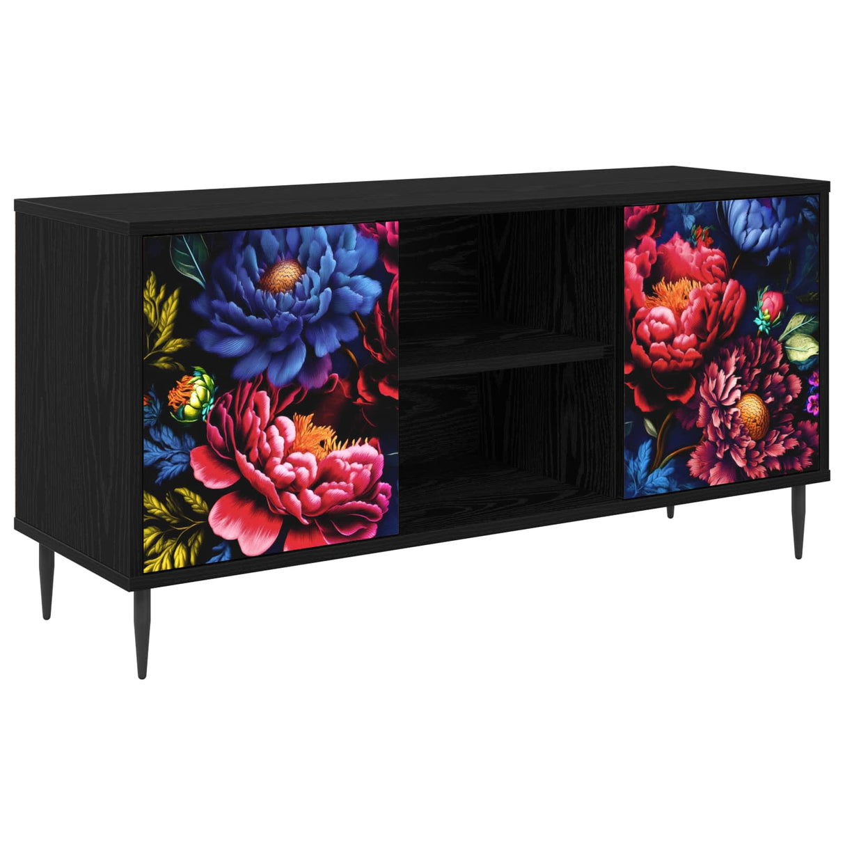 vidaXL Tv-meubel RHENEN 102 x 33 x 51 cm Zwart eiken Bewerkt hout