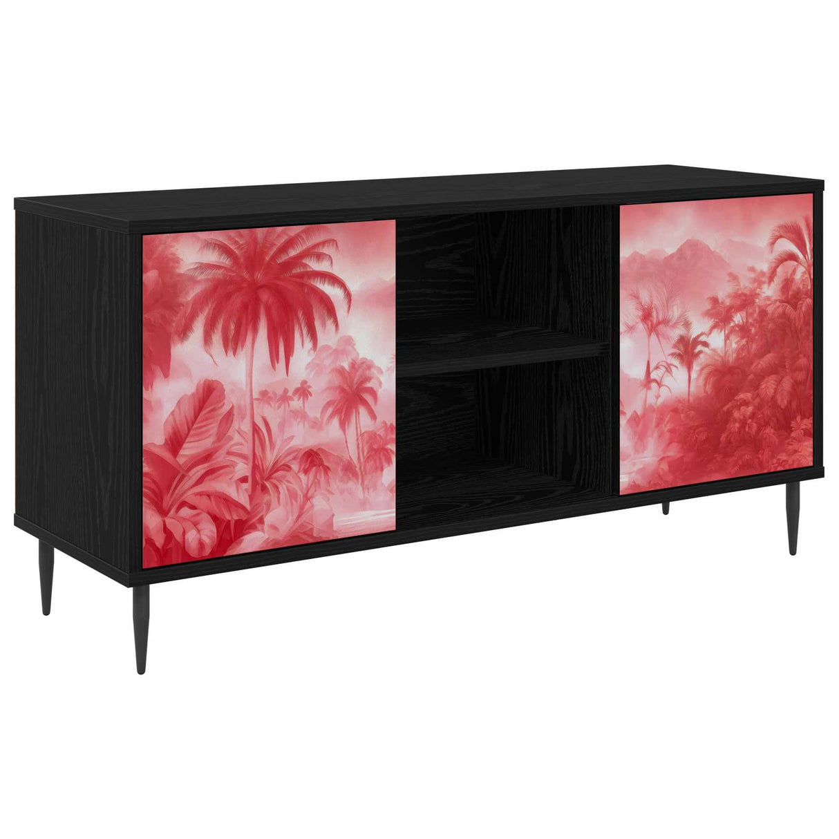 vidaXL Tv-meubel RHENEN 102 x 33 x 51 cm Zwart eiken Bewerkt hout