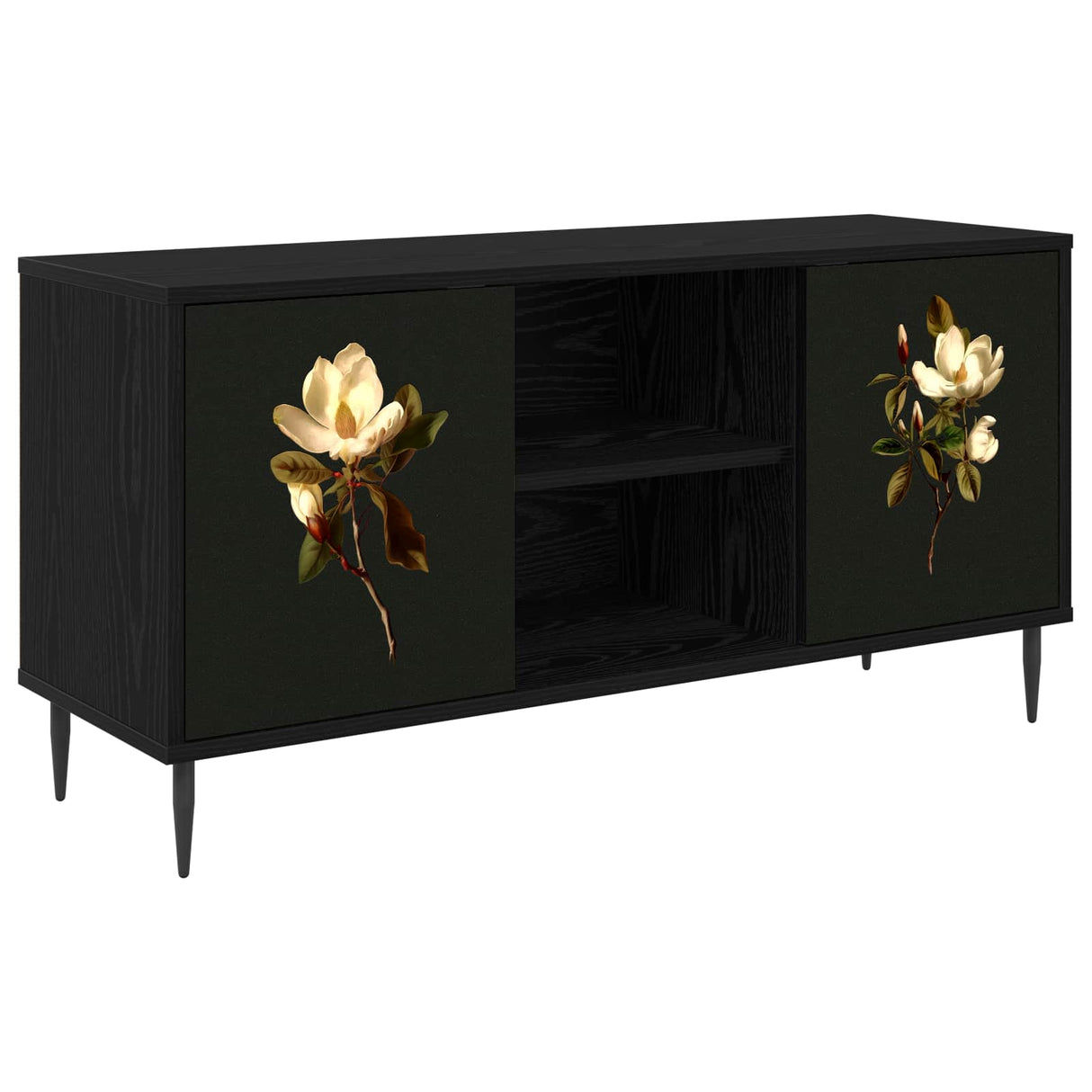 vidaXL Tv-meubel RHENEN 102 x 33 x 51 cm Zwart eiken Bewerkt hout