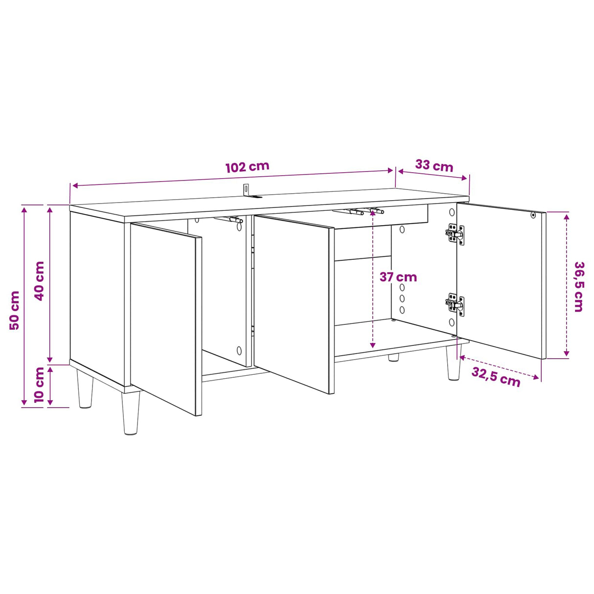vidaXL Tv-meubel RHENEN 102 x 33 x 50 cm Sonoma Bewerkt hout