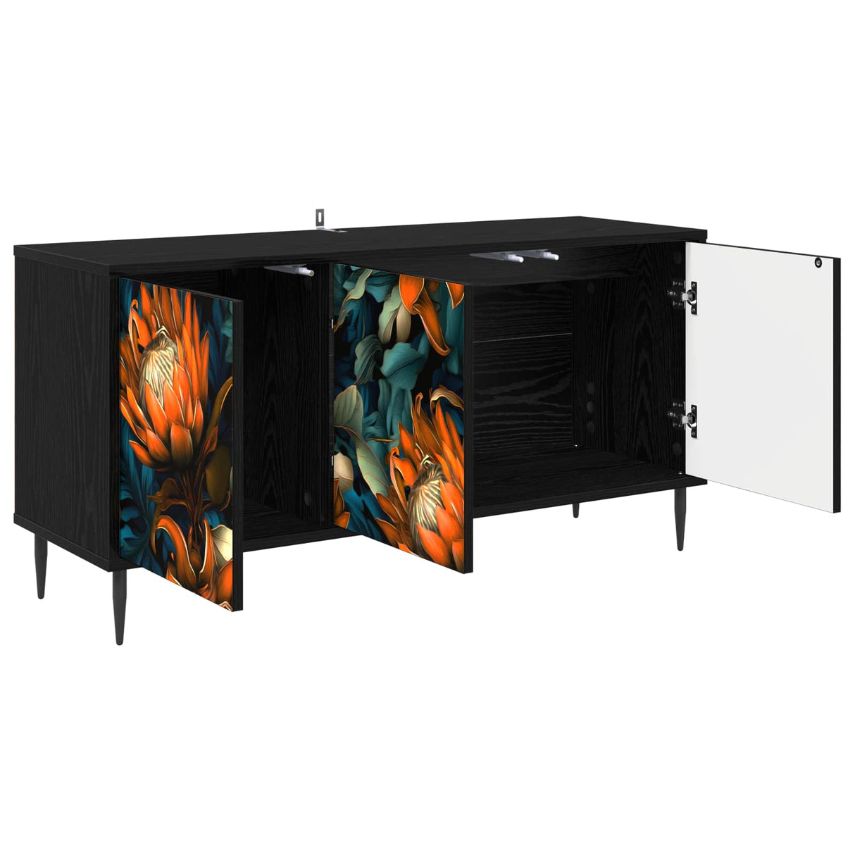 vidaXL Tv-meubel RHENEN 102 x 33 x 51 cm Zwart eiken Bewerkt hout
