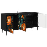 vidaXL Tv-meubel RHENEN 102 x 33 x 51 cm Zwart eiken Bewerkt hout