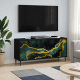 vidaXL Tv-meubel RHENEN 102 x 33 x 51 cm Zwart eiken Bewerkt hout
