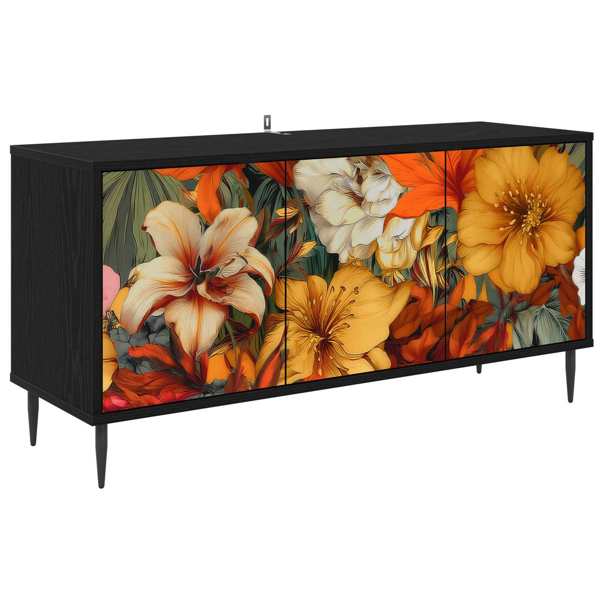 vidaXL Tv-meubel RHENEN 102 x 33 x 51 cm Zwart eiken Bewerkt hout