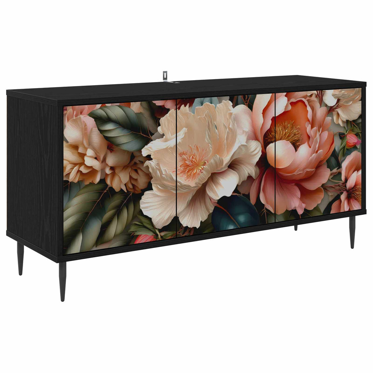 vidaXL Tv-meubel RHENEN 102 x 33 x 51 cm Zwart eiken Bewerkt hout