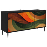 vidaXL Tv-meubel RHENEN 102 x 33 x 51 cm Zwart eiken Bewerkt hout