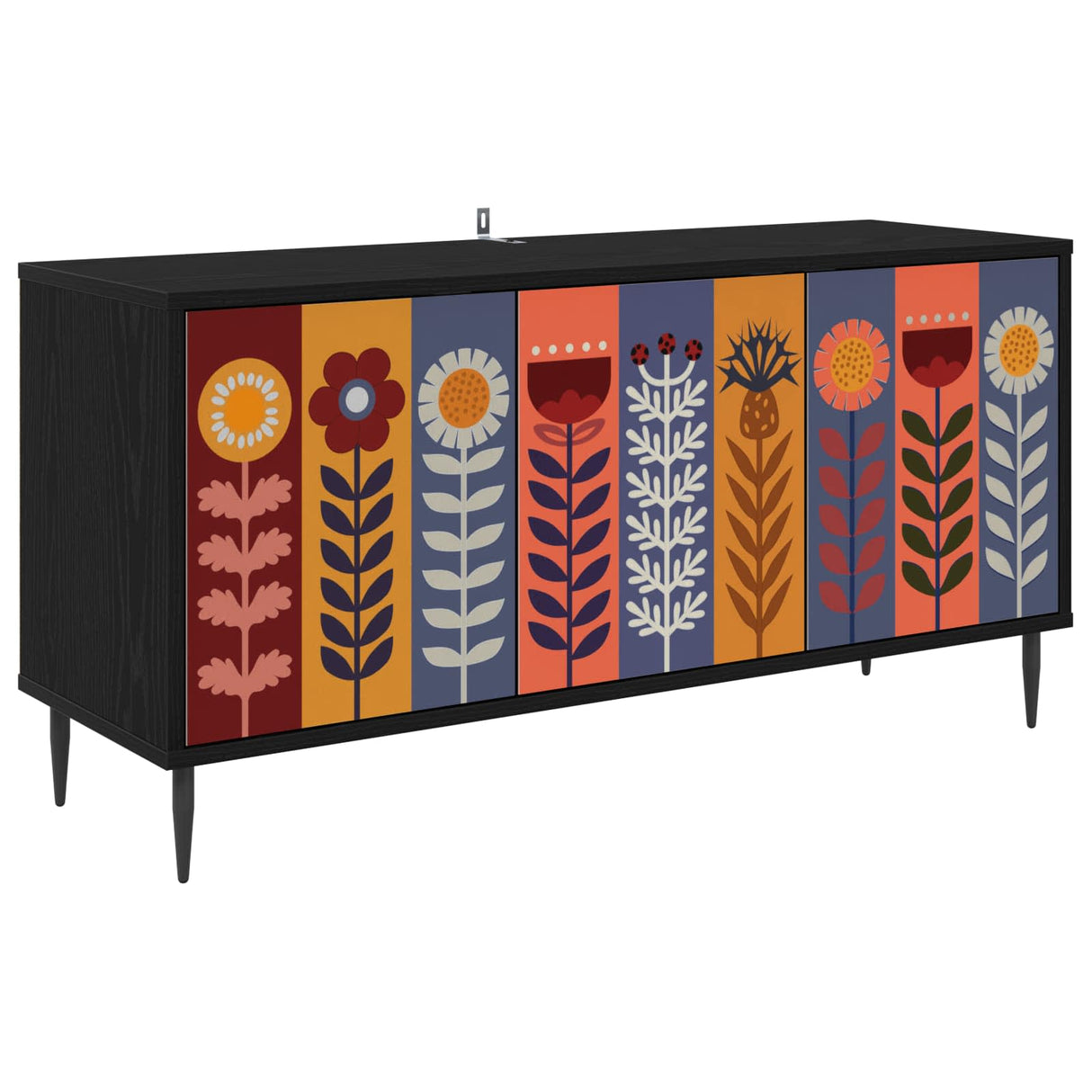 vidaXL Tv-meubel RHENEN 102 x 33 x 51 cm Zwart eiken Bewerkt hout