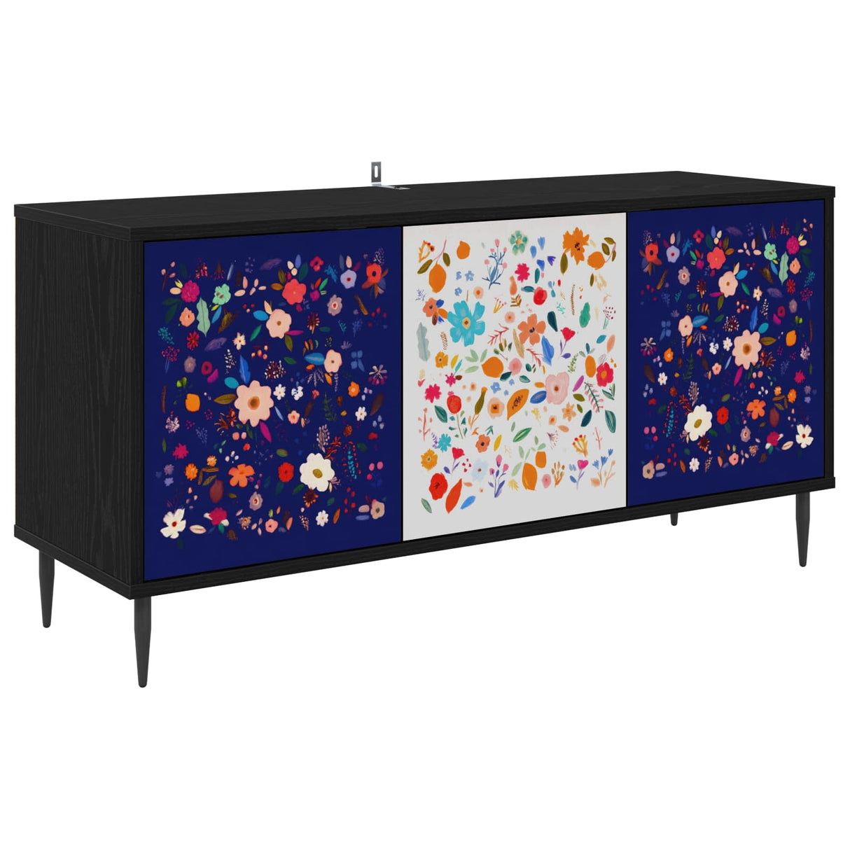 vidaXL Tv-meubel RHENEN 102 x 33 x 51 cm Zwart eiken Bewerkt hout