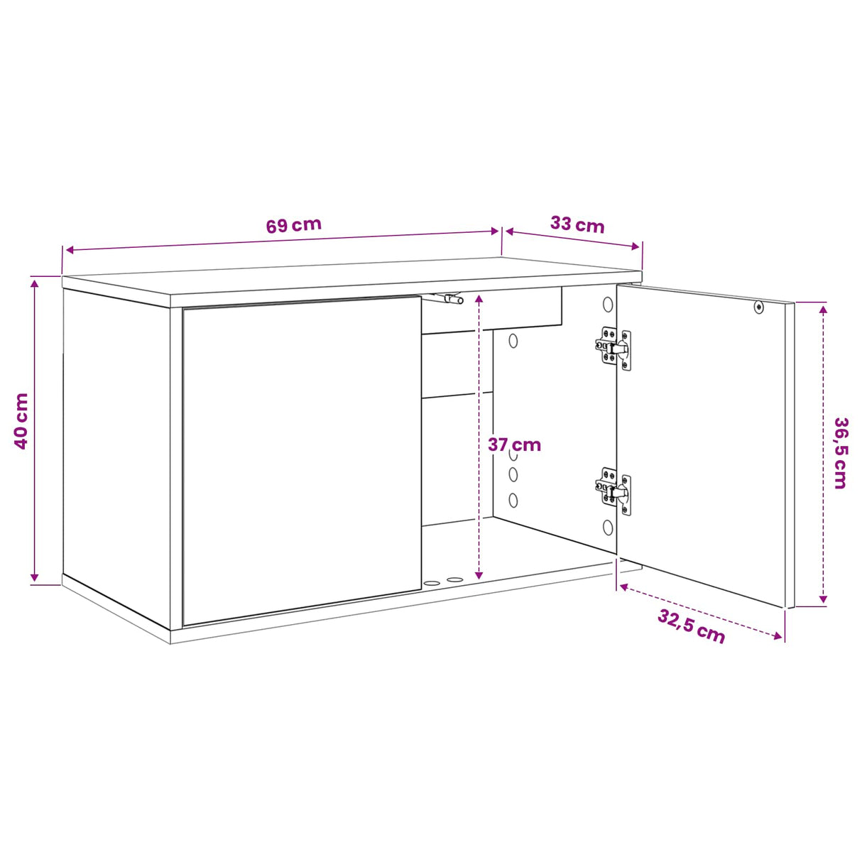 vidaXL Wand gemonteerd TV Kast RHENEN 69 x 33 x 40 cm Sonoma Eiken