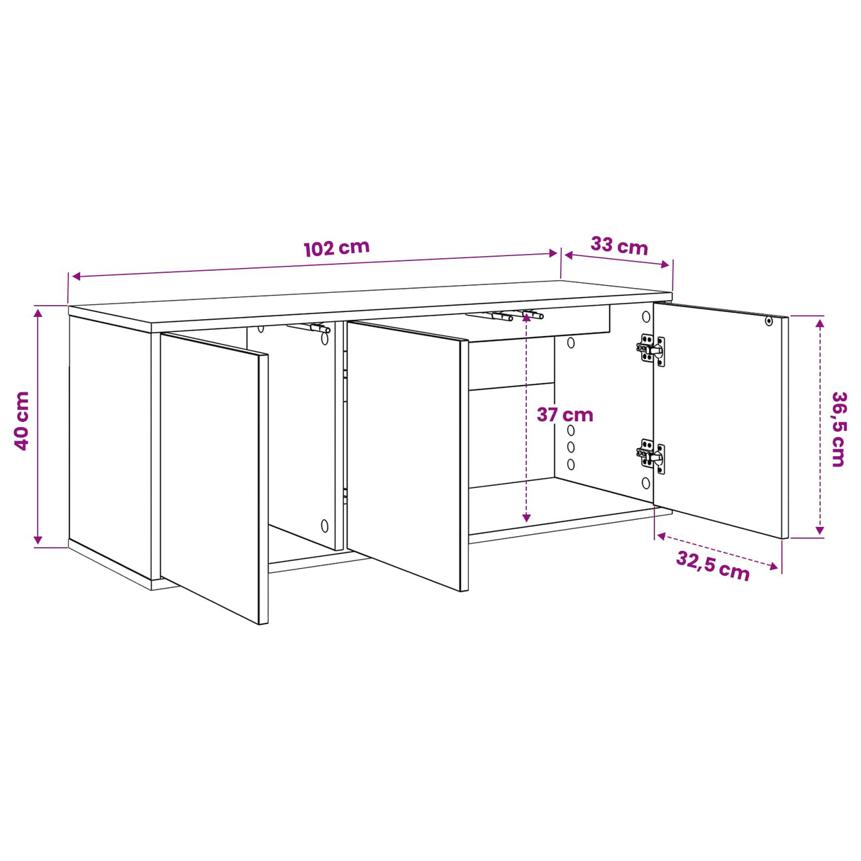 vidaXL Wand gemonteerd TV Kast RHENEN 102 x 33 x 40 cm Sonoma Eiken