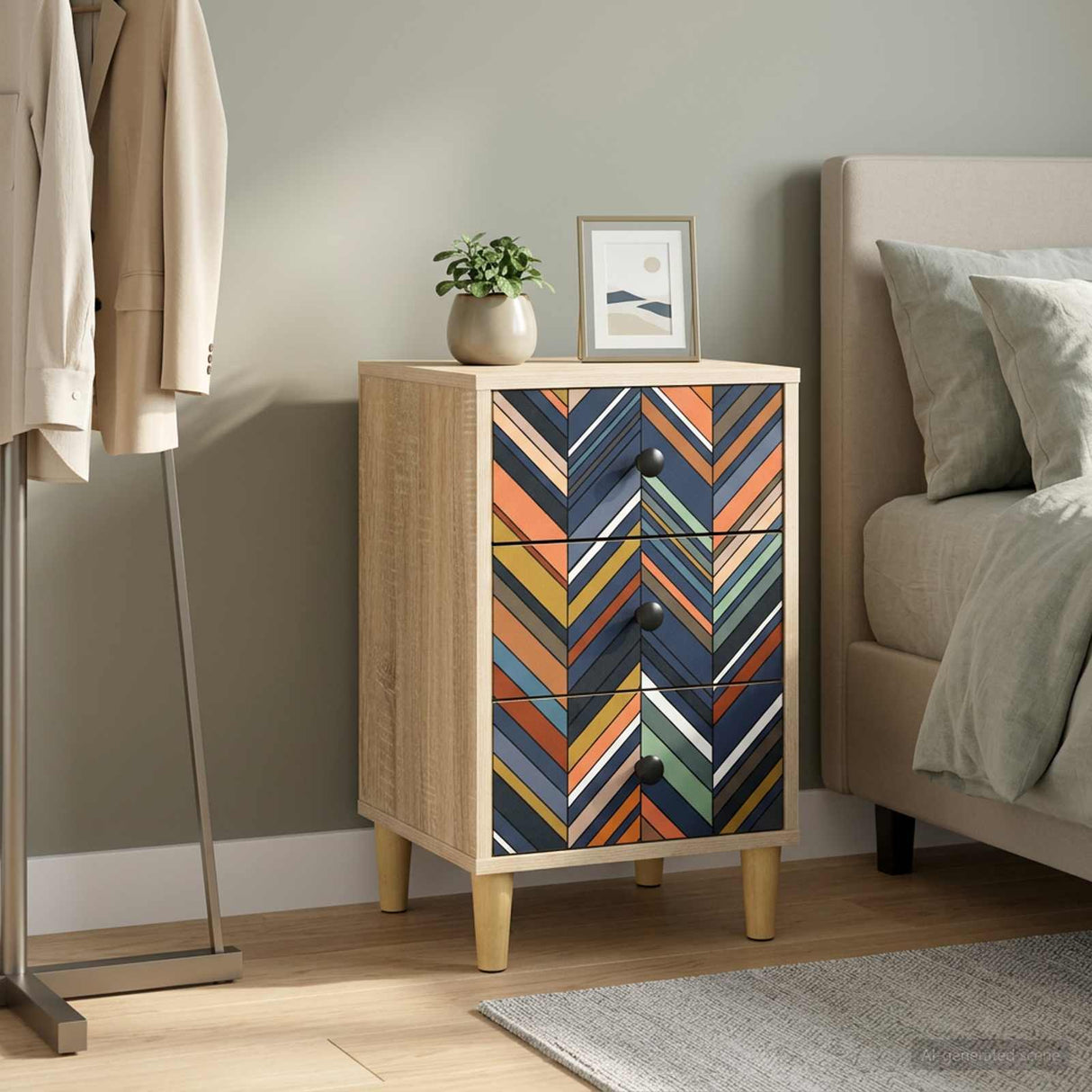 vidaXL Nachtkastje RHENEN Sonoma Eiken 36 x 33 x 60 cm Bewerkt hout