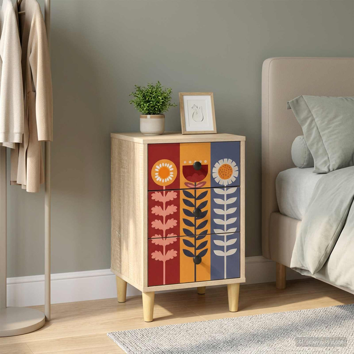 vidaXL Nachtkastje RHENEN Sonoma Eiken 36 x 33 x 60 cm Bewerkt hout