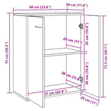 vidaXL Dressoir 60x30x75 cm bewerkt hout wit