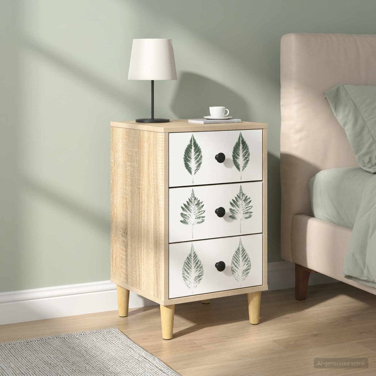 vidaXL Nachtkastje RHENEN Sonoma Eiken 36 x 33 x 60 cm Bewerkt hout