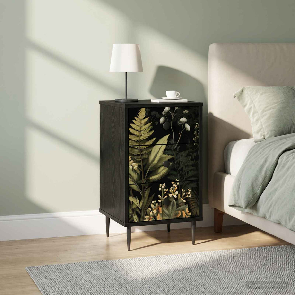 vidaXL Nightstand RHENEN Black oak 36 x 33 x 61 cm Engineered wood