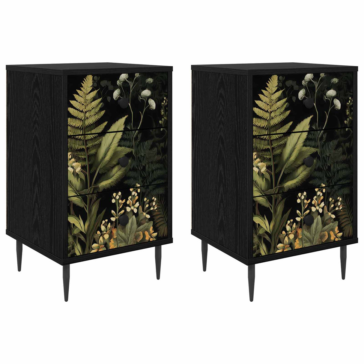 vidaXL Nightstand RHENEN Black oak 36 x 33 x 61 cm Engineered wood