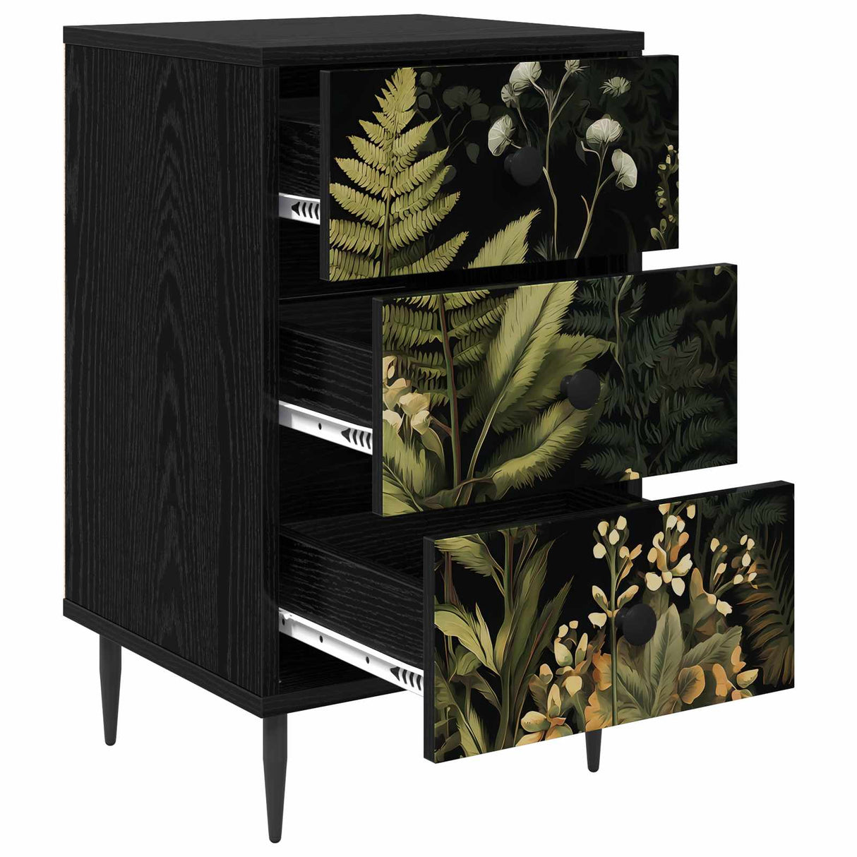vidaXL Nightstand RHENEN Black oak 36 x 33 x 61 cm Engineered wood