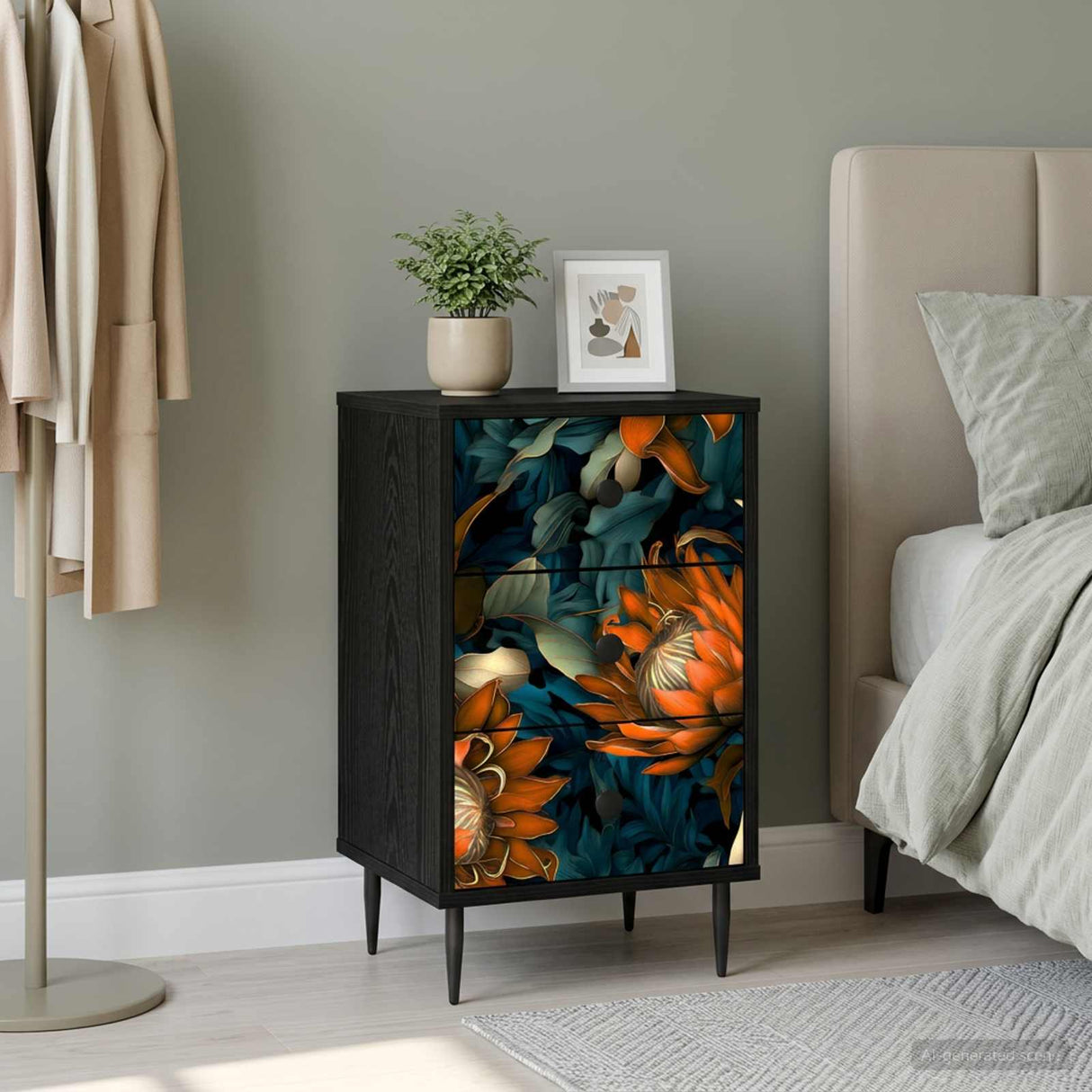 vidaXL Nightstand RHENEN Black oak 36 x 33 x 61 cm Engineered wood