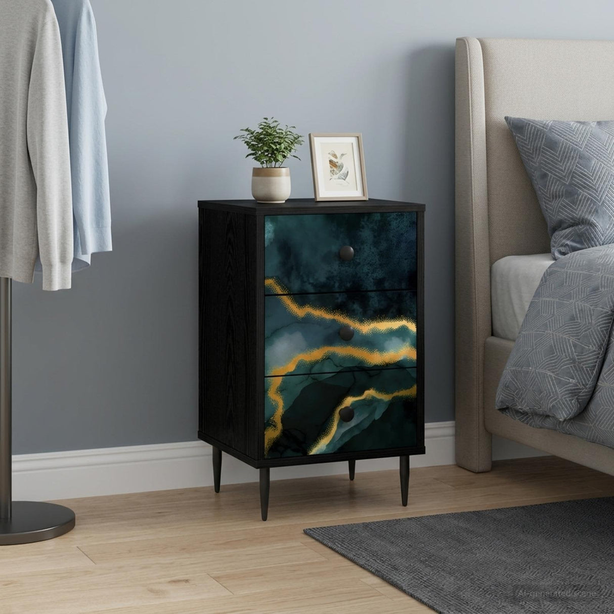 vidaXL Nightstand RHENEN Black oak 36 x 33 x 61 cm Engineered wood
