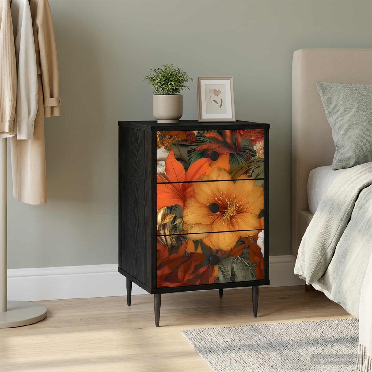 vidaXL Nightstand RHENEN Black oak 36 x 33 x 61 cm Engineered wood