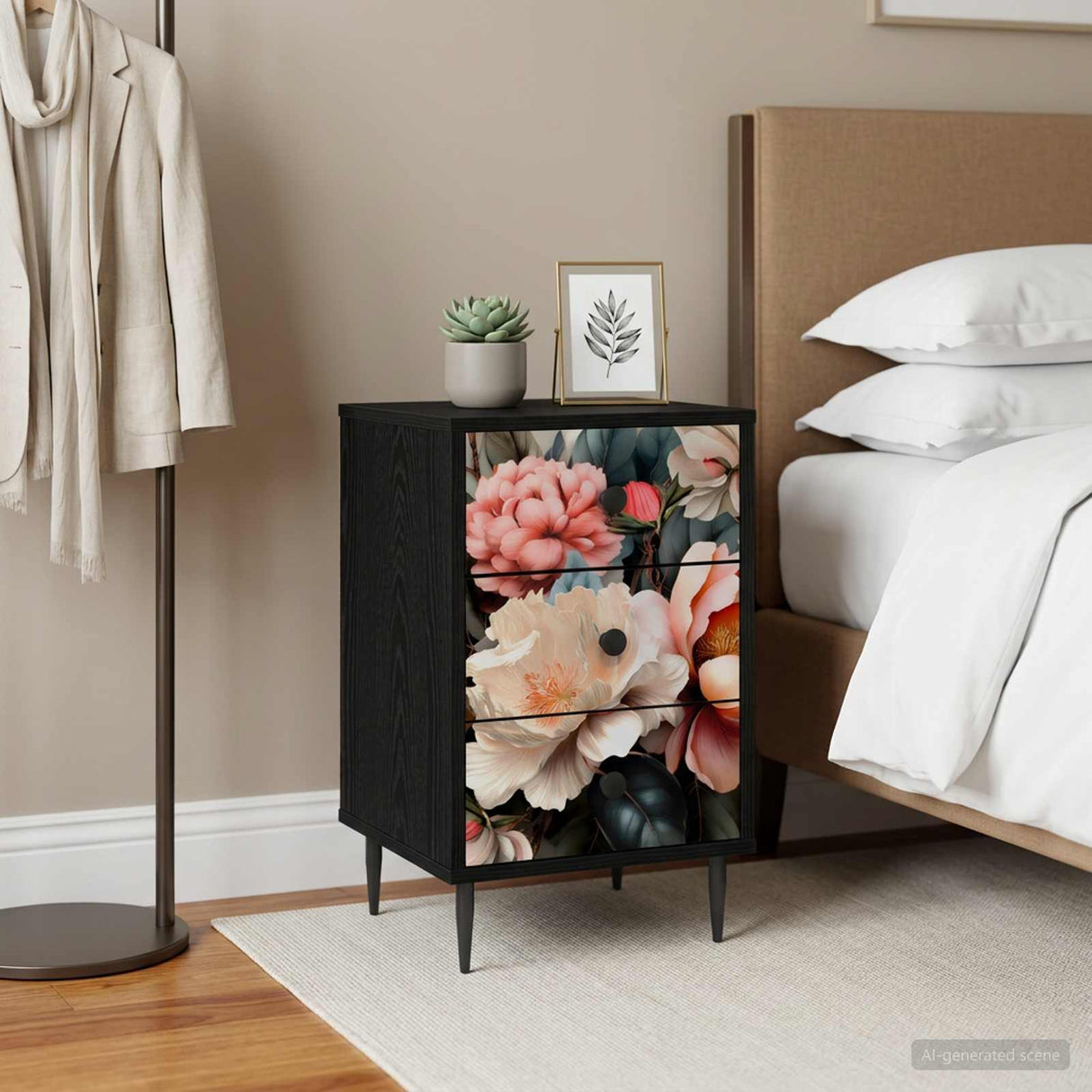 vidaXL Nightstand RHENEN Black oak 36 x 33 x 61 cm Engineered wood