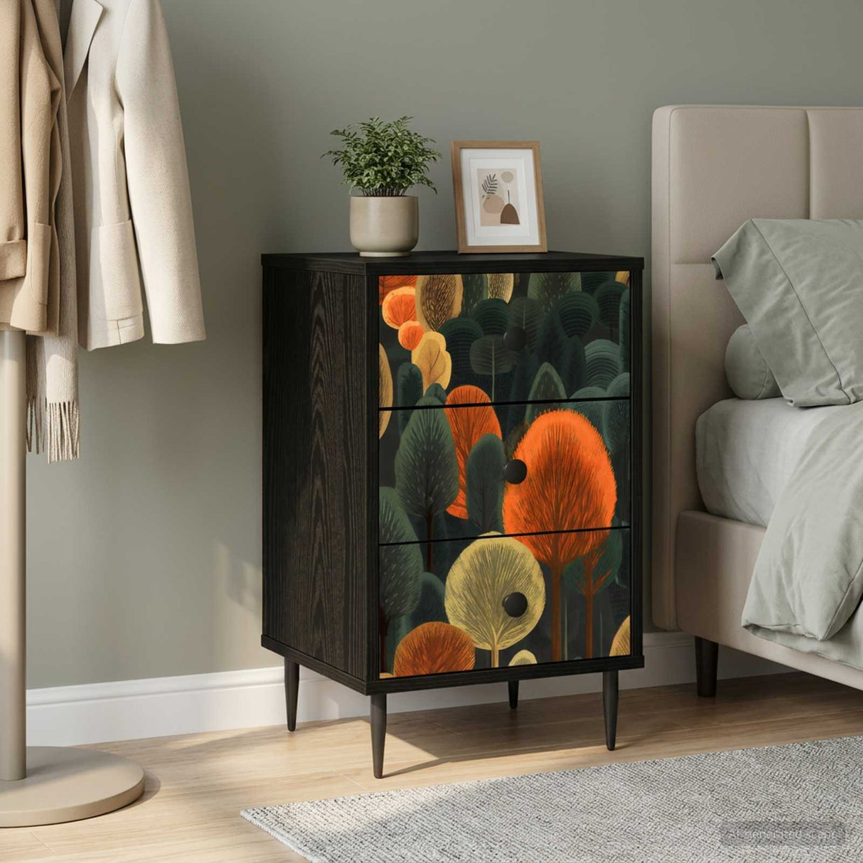 vidaXL Nightstand RHENEN Black oak 36 x 33 x 61 cm Engineered wood