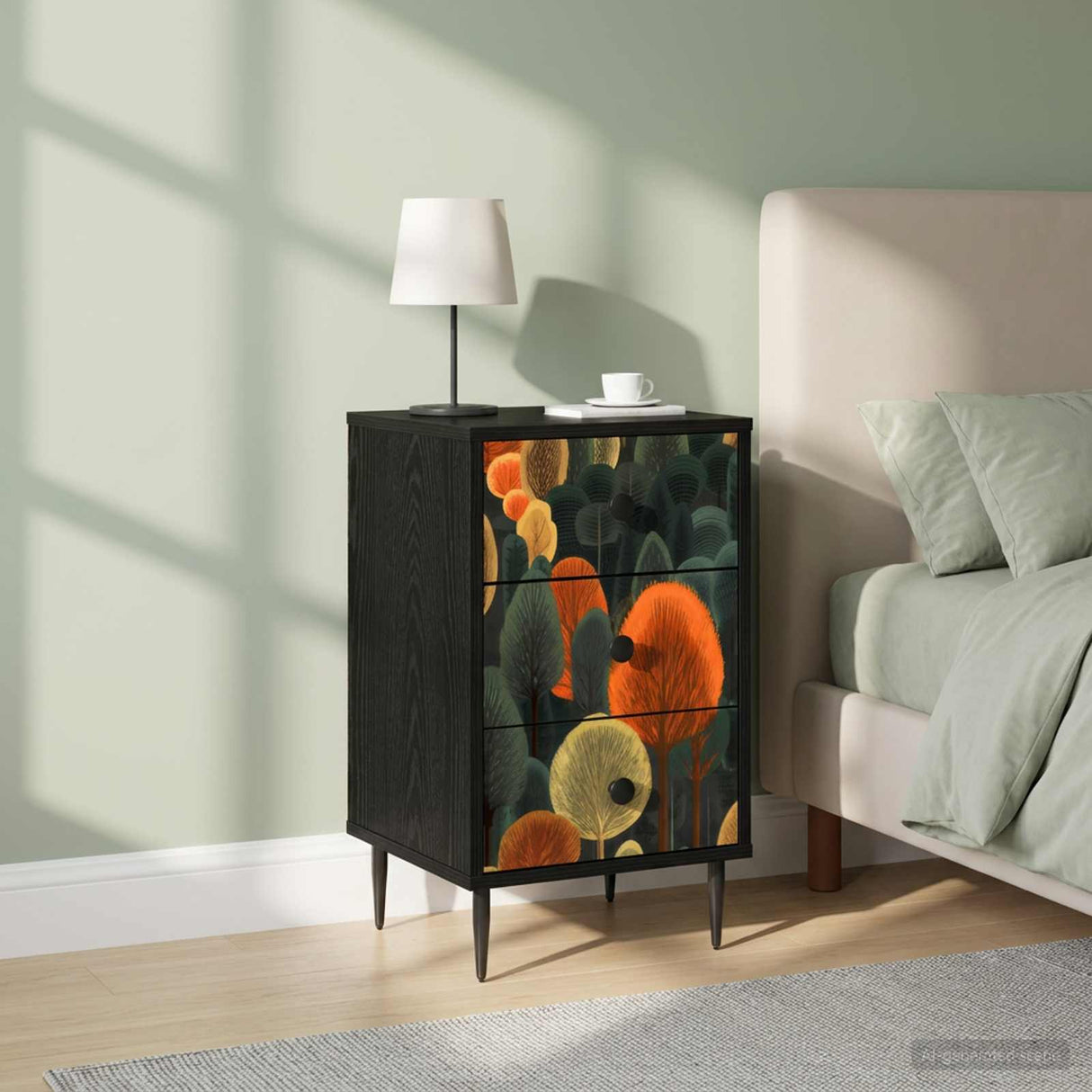 vidaXL Nightstand RHENEN Black oak 36 x 33 x 61 cm Engineered wood