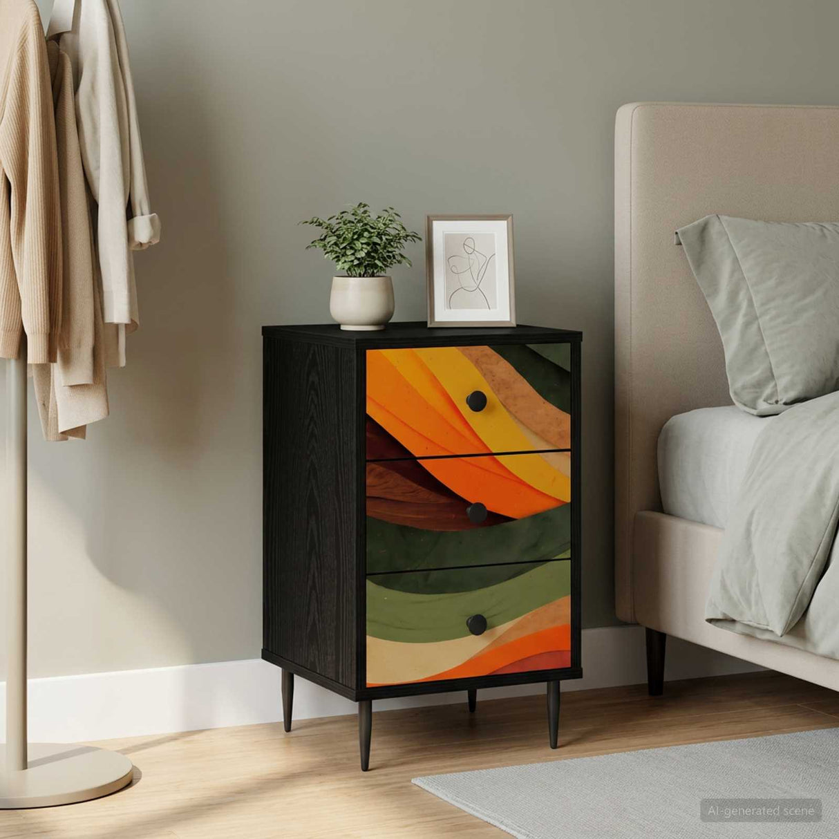 vidaXL Nightstand RHENEN Black oak 36 x 33 x 61 cm Engineered wood