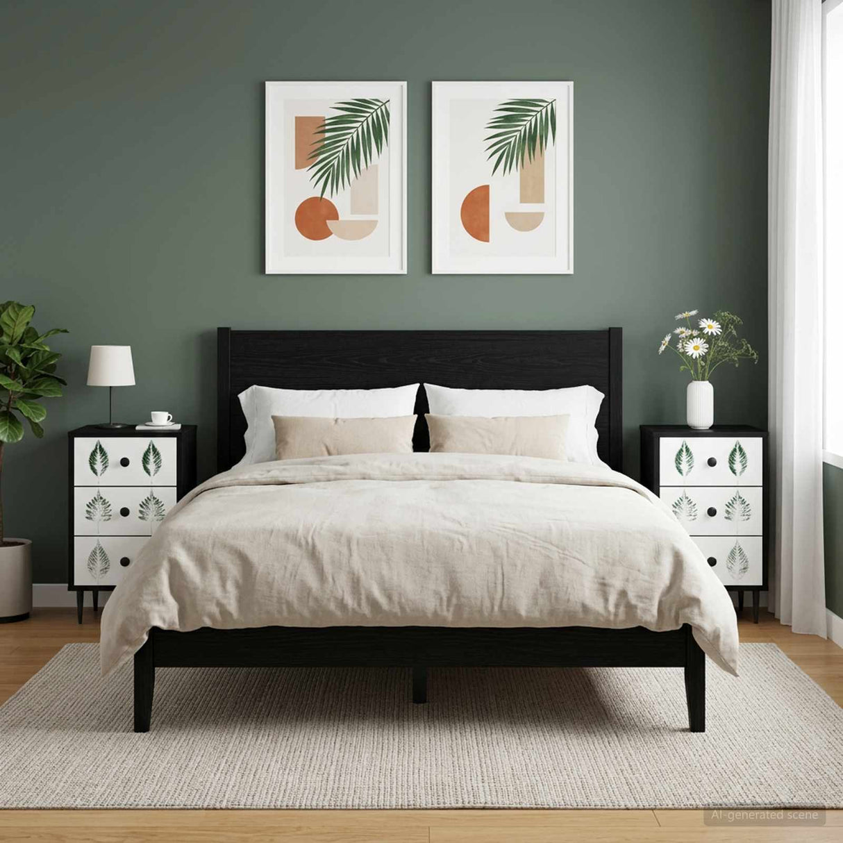 vidaXL Nightstand RHENEN Black oak 36 x 33 x 61 cm Engineered wood