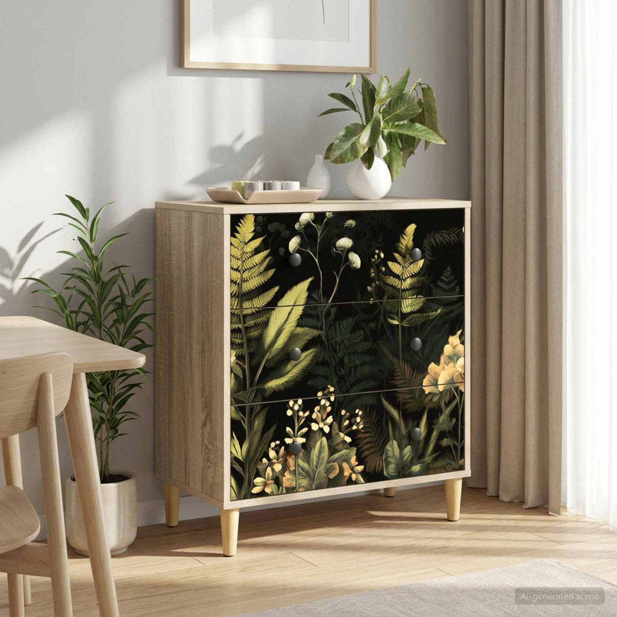 vidaXL Ladekast RHENEN Tropisch jungleprint 66 x 36,5 x 75 cm Sonoma