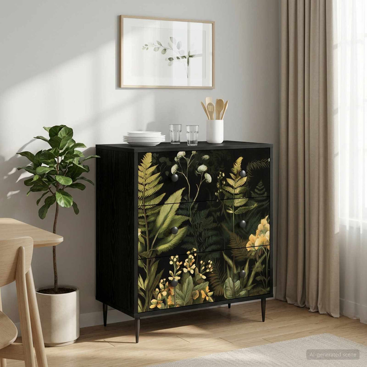 vidaXL Ladekast RHENEN Tropisch jungleprint 66 x 36,5 x 76 cm