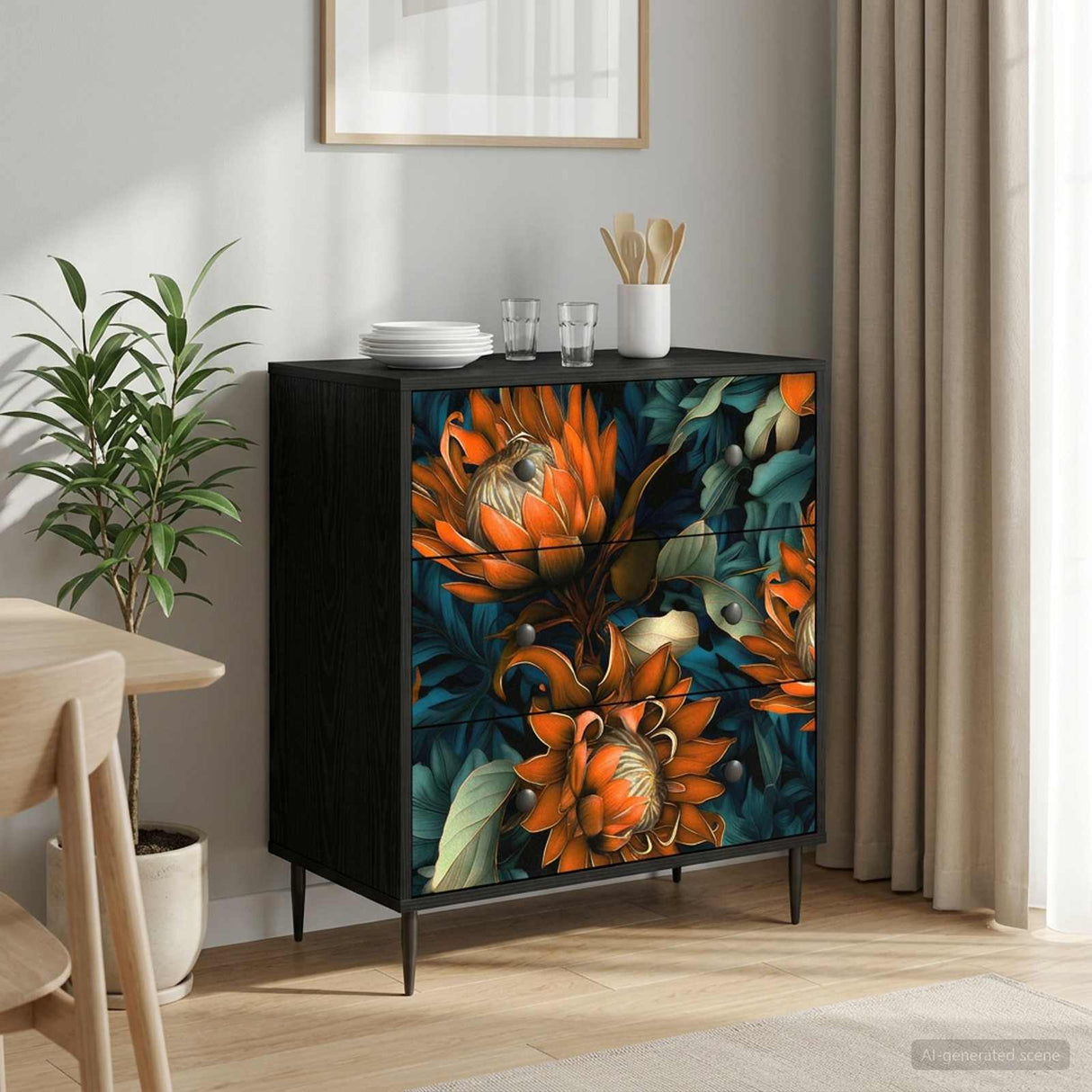 vidaXL Ladekast RHENEN Tropisch jungleprint 66 x 36,5 x 76 cm