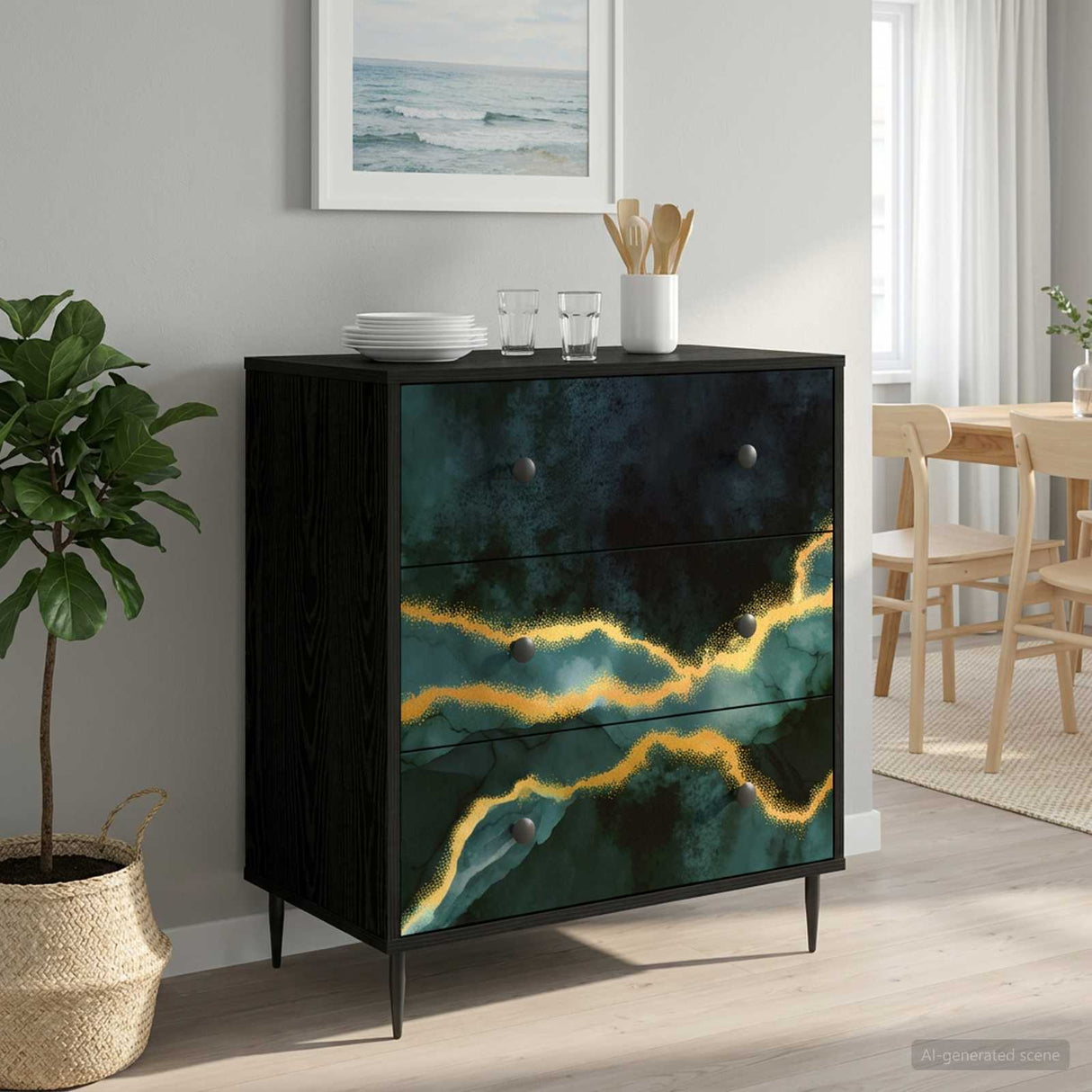 vidaXL Ladekast RHENEN Tropisch jungleprint 66 x 36,5 x 76 cm