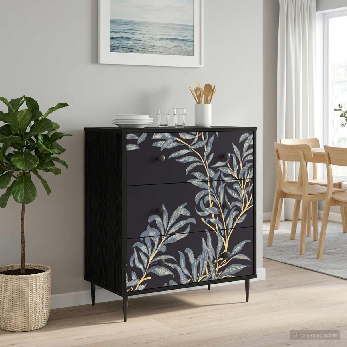vidaXL Ladekast RHENEN Tropisch jungleprint 66 x 36,5 x 76 cm