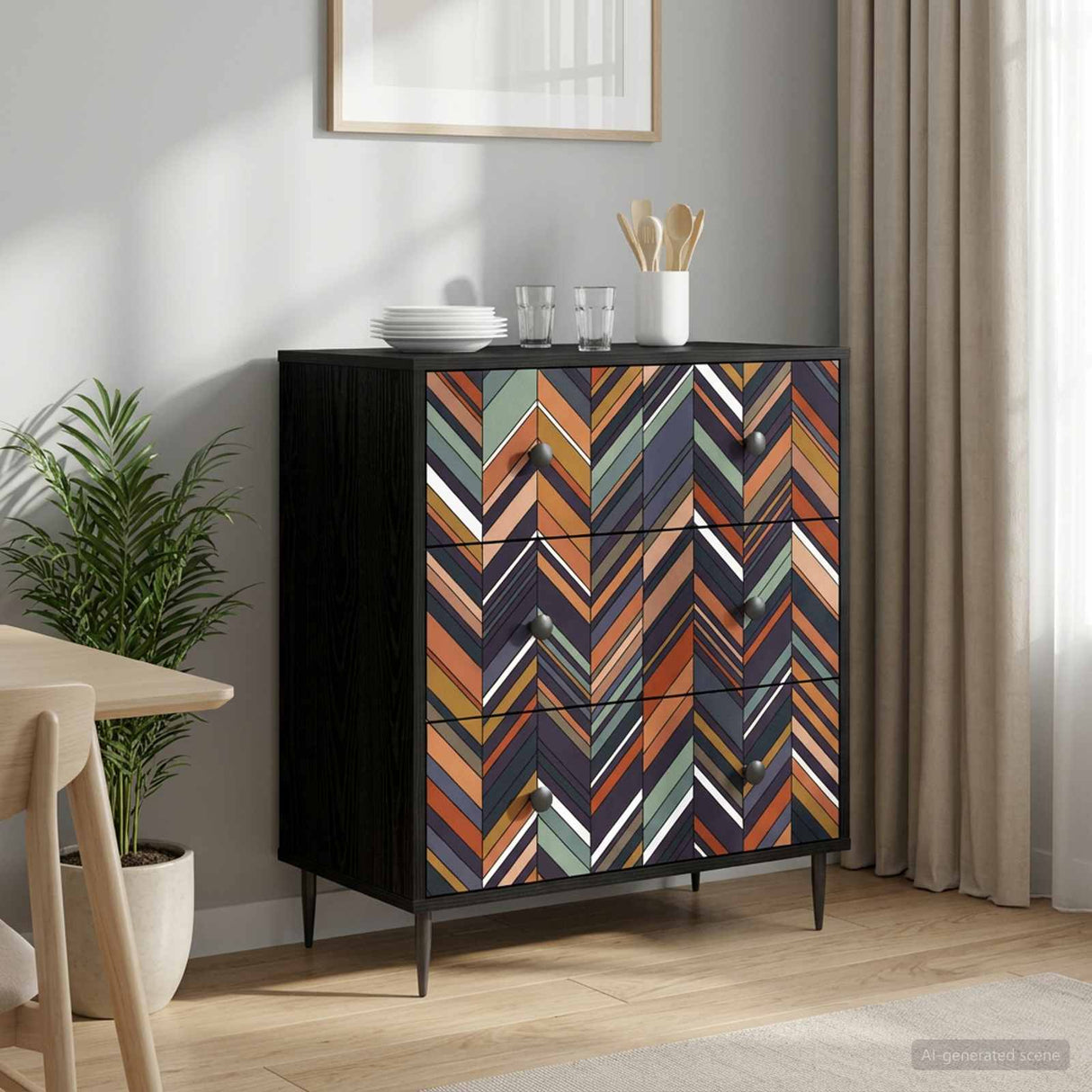vidaXL Ladekast RHENEN Tropisch jungleprint 66 x 36,5 x 76 cm