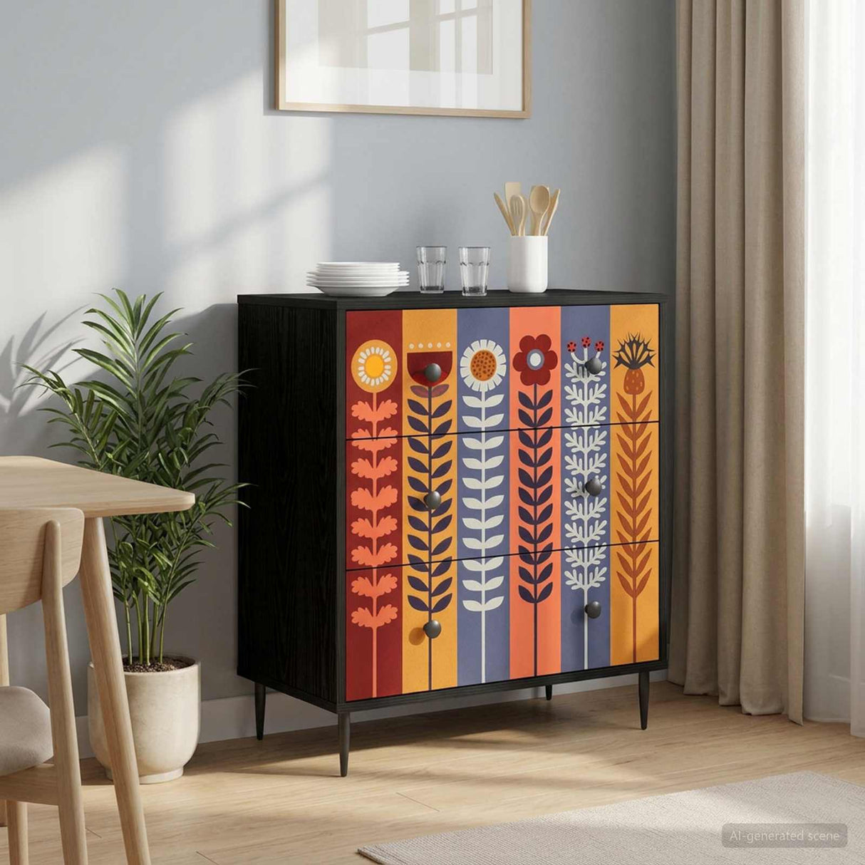 vidaXL Ladekast RHENEN Tropisch jungleprint 66 x 36,5 x 76 cm