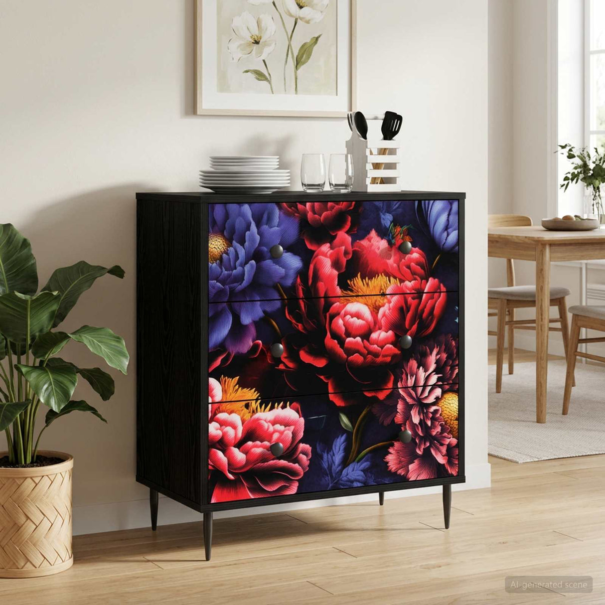 vidaXL Ladekast RHENEN Tropisch jungleprint 66 x 36,5 x 76 cm