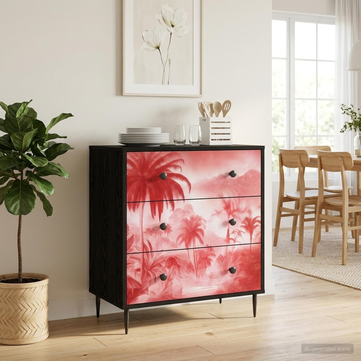 vidaXL Ladekast RHENEN Tropisch jungleprint 66 x 36,5 x 76 cm