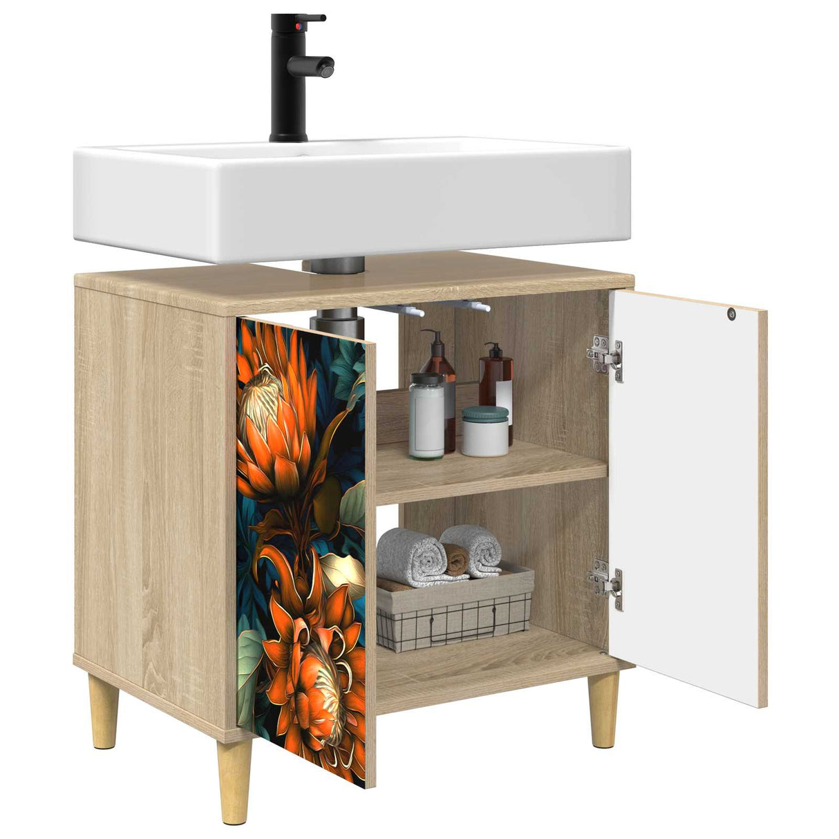 vidaXL Badkamerkast RHENEN Sonoma 60 x 40 x 60 cm Bewerkt hout
