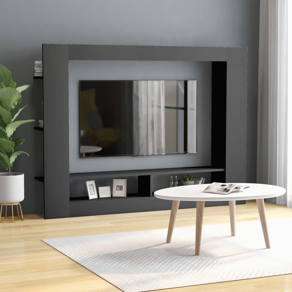 vidaXL Tv-meubel 152x22x113 cm bewerkt hout hoogglans zwart