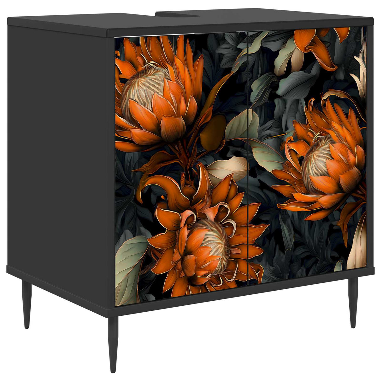 vidaXL Badkamerkast RHENEN Zwart eiken 60 x 40 x 61 cm Bewerkt hout