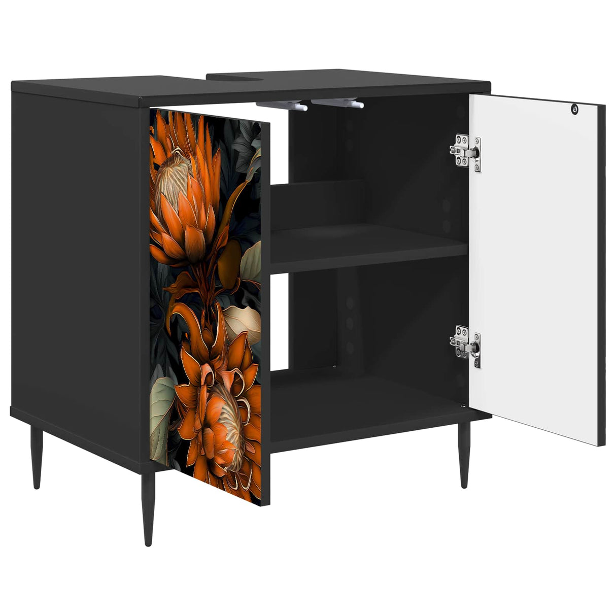 vidaXL Badkamerkast RHENEN Zwart eiken 60 x 40 x 61 cm Bewerkt hout