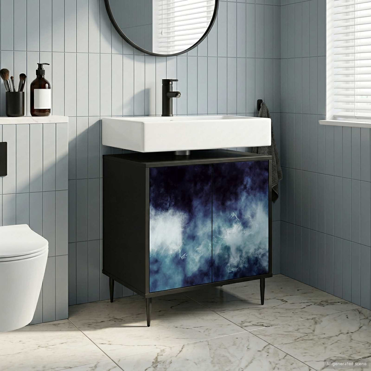vidaXL Badkamerkast RHENEN Zwart eiken 60 x 40 x 61 cm Bewerkt hout
