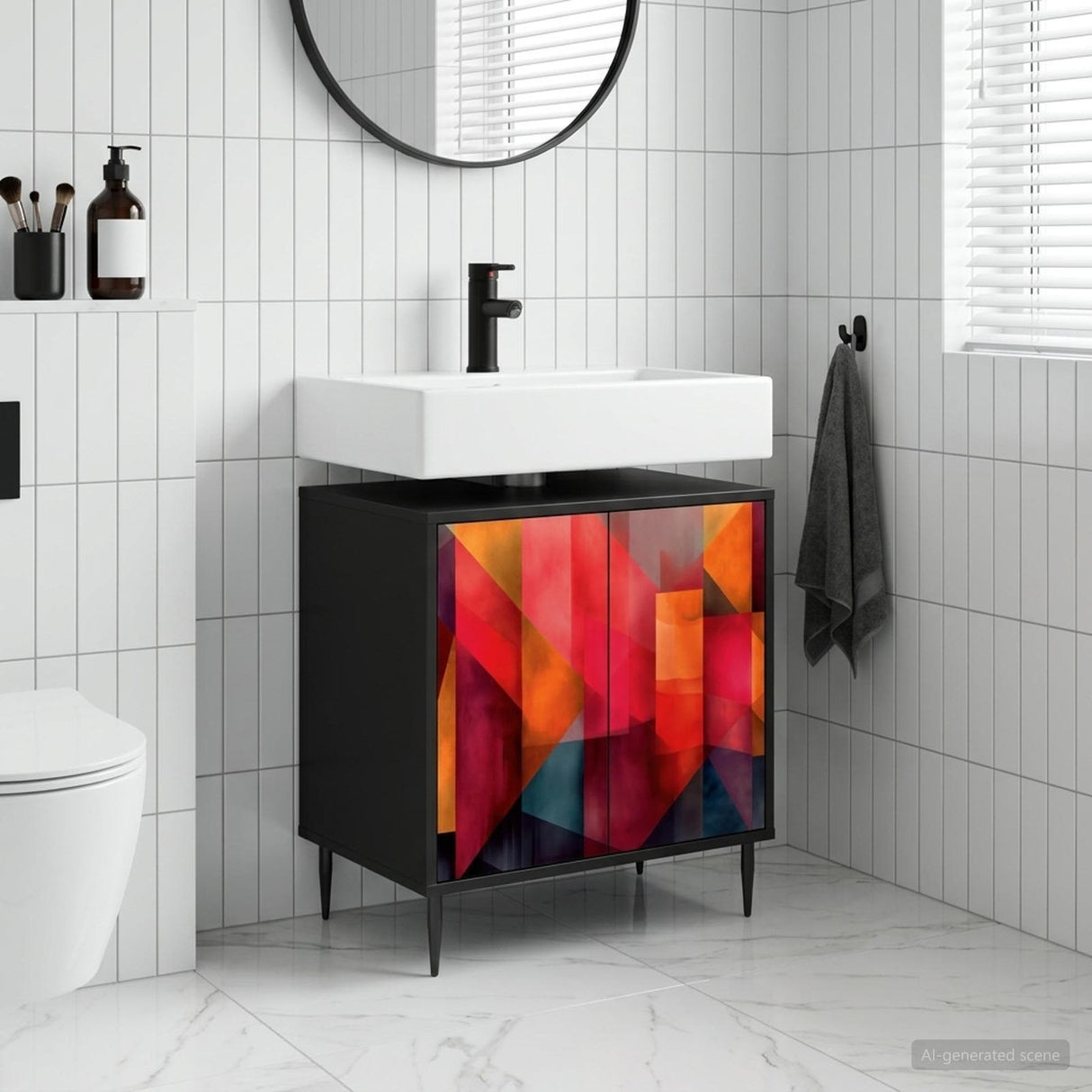 vidaXL Badkamerkast RHENEN Zwart eiken 60 x 40 x 61 cm Bewerkt hout