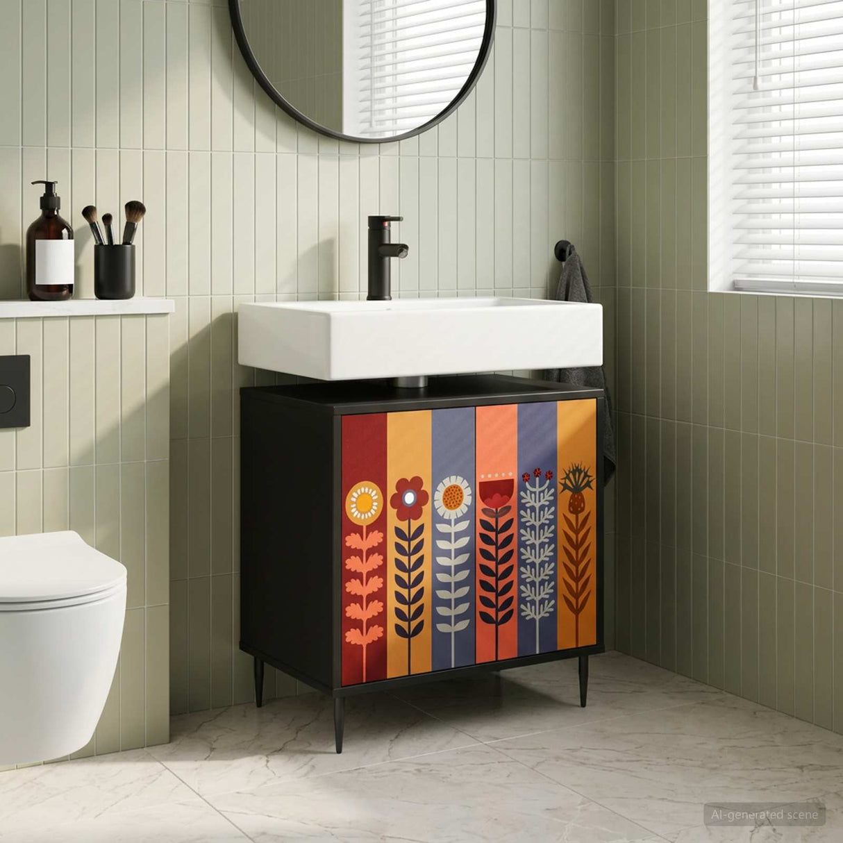 vidaXL Badkamerkast RHENEN Zwart eiken 60 x 40 x 61 cm Bewerkt hout