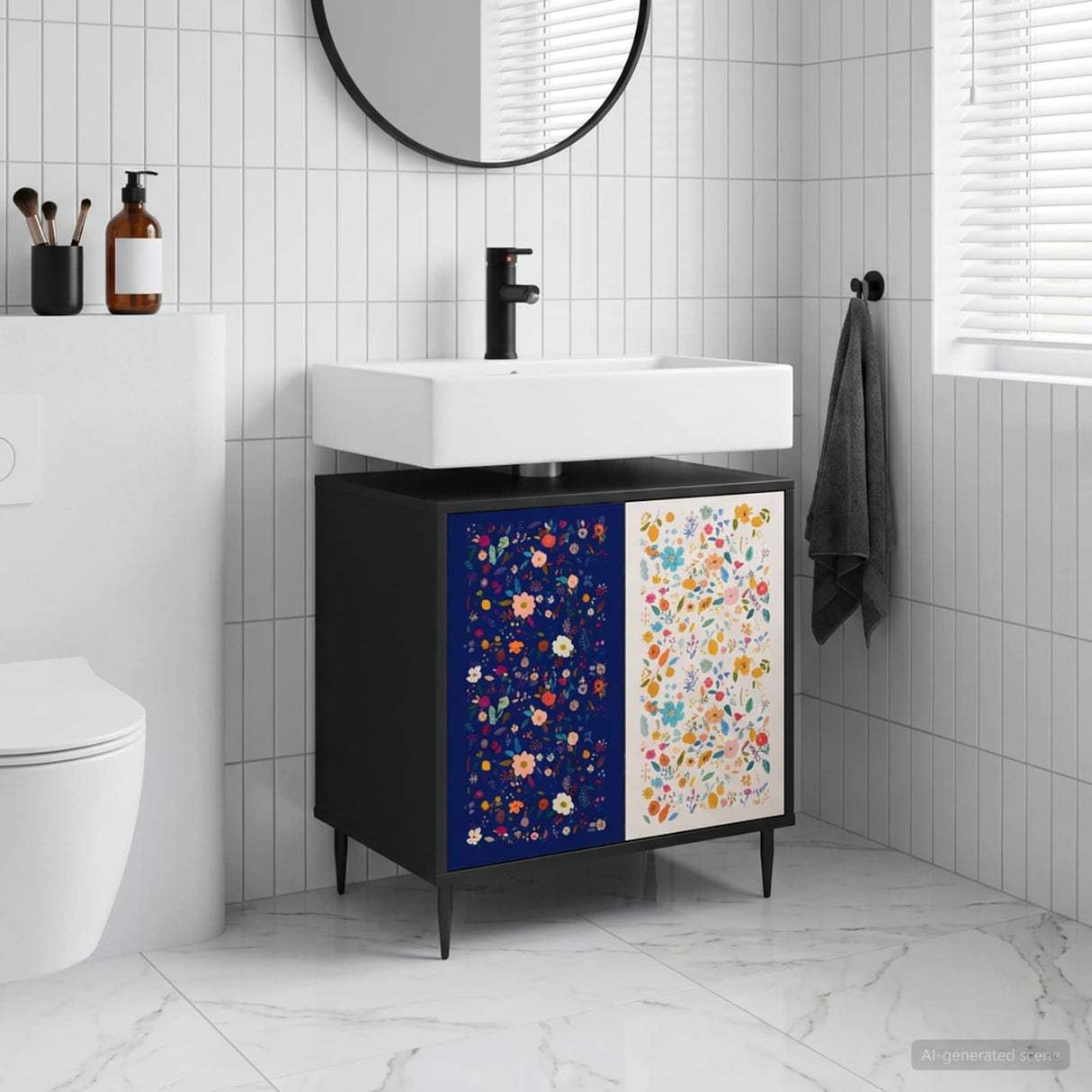 vidaXL Badkamerkast RHENEN Zwart eiken 60 x 40 x 61 cm Bewerkt hout